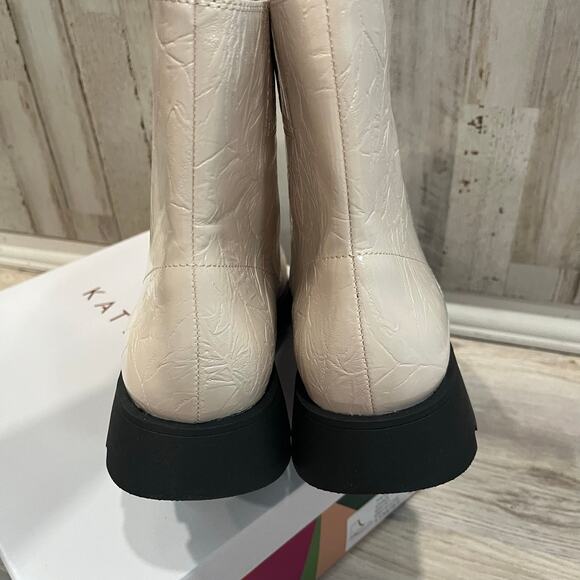 New! Katy Perry THE DAARLING COMBAT BOOT CHALK Zip Detail Faux Leather Womens 11 - Picture 3 of 5
